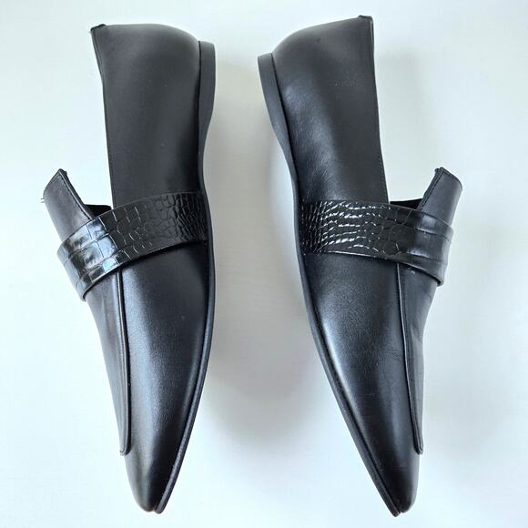 Freda Salvador NEW Croc Embossed Black Patent Leather Loafers Flats Women Size 6 - Picture 6 of 11